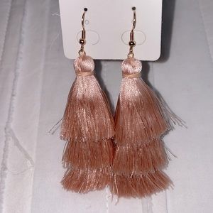 Mauve fringe earrings